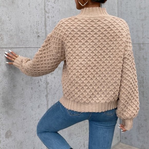 High Neck Textured Knit Sweater - Picture 3 of 5